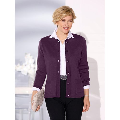 Strickjacke CLASSIC, Damen, Gr. 50, lila (traube), 50% Polyacryl, 50% Schurwolle, unifarben, Langarm, Strickjacken