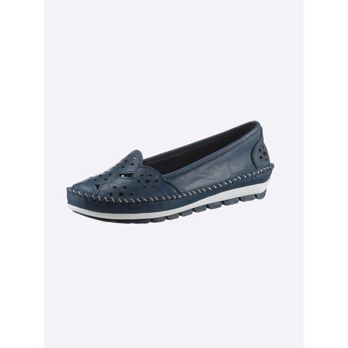 Slipper GEMINI, Damen, Gr. 39, blau (dunkelblau), Glattleder, sportlich, Schuhe