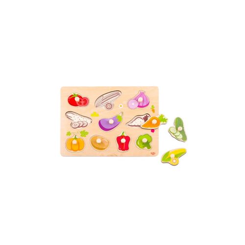Tooky Toy Holzpuzzle TY855 Gemüse, 11-teilig, bunte Puzzleteile, Steckspielzeug bunt