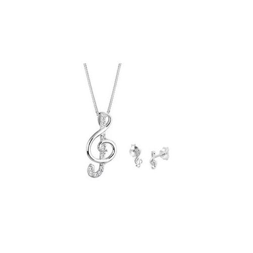 Elli - Notenschlüssel Zirkonia 925 Sterling Silber Schmuck-Set Damen