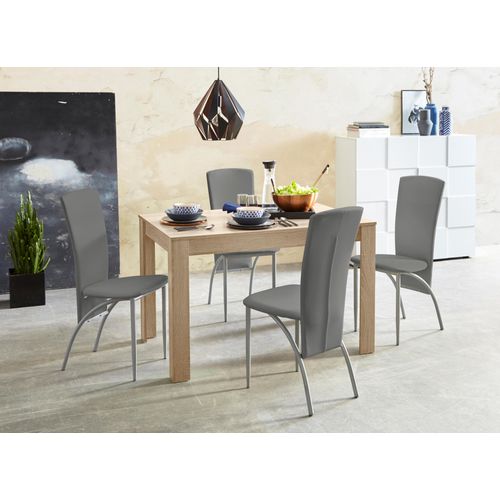 Essgruppe INOSIGN, grau (eichefarben sägerau, grau), B:120cm, Sitzmöbel-Sets, Tischbreite 120 cm in eichefarben sägerau