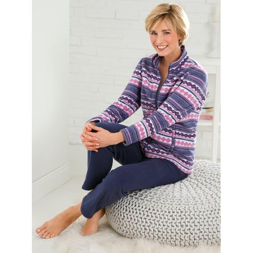 Hausanzug FEEL GOOD, Damen, Gr. 48/50, blau (marine, gemustert), 100% Polyester, Langarm, Homewear-Sets