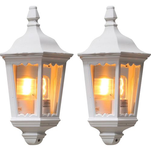 2er-Set Aussenwandleuchten Halbschale Wandleuchte Gartenleuchte weiss