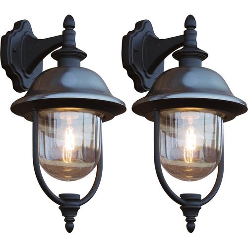 2er-Set hängende Wandleuchten PARMA, Edelstahl Lampendach, E27, IP43