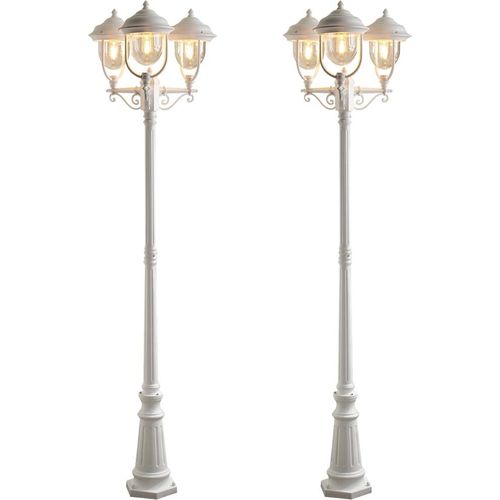2er-Set weiße Außenstandleuchten Wegeleuchten PARMA Aluminium Standleuchte
