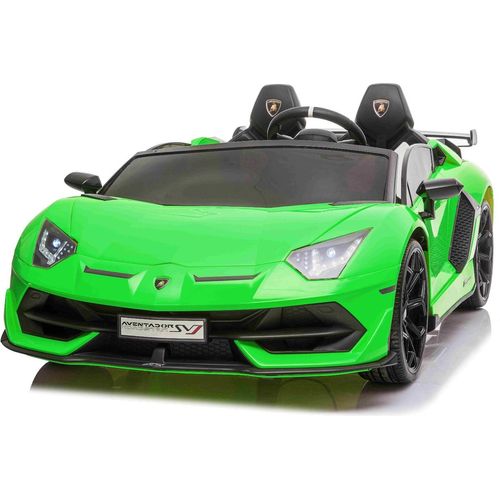 Elektroauto für Kinder Lamborghini Aventador 24V für zwei Benutzer, grün lackiert, MP4-Player, vertikal öffnende Türen, 2 x 45W Motor, 24V Batterie, 2,4 GHz Fernbedienung, weiche EVA-Räder, Federung, Sanftanlauf, originale Lizenz