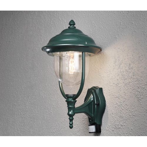 LED Außenwandleuchte, Laterne stehend mit Bewegungsmelder im Landhausstil, grün