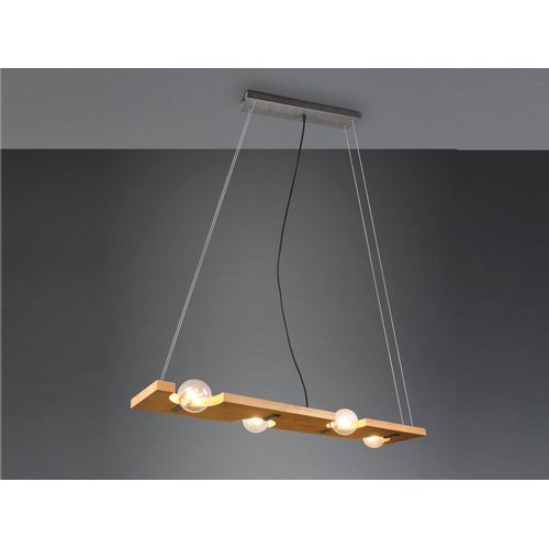 Pendelleuchte 4 flammig Holzlampe Natur Breite 115cm