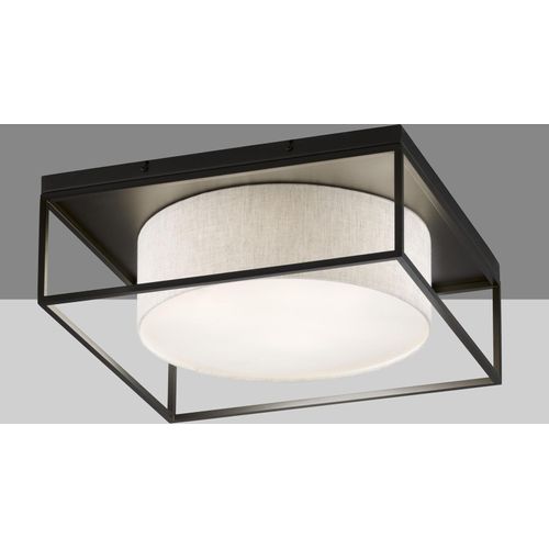 Deckenleuchte eckig 70x70cm groß - Leinenstoff Lampenschirm Beige & LED dimmbar