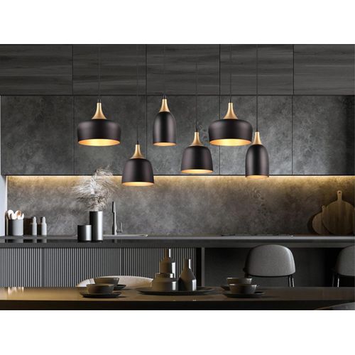 Pendelleuchte 90cm Schwarz Gold 6 flammig