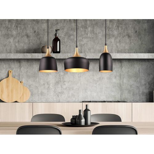 Pendelleuchte 63cm Schwarz Gold 3 flammig