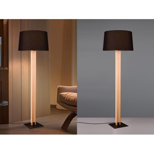 Stehleuchte 150cm mit Holz und Stoffschirm