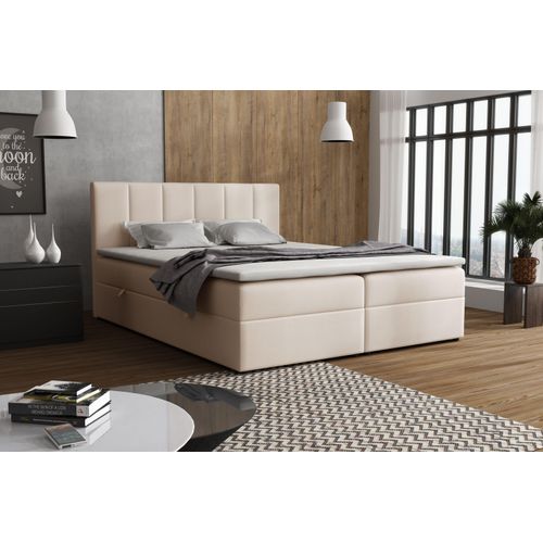 VENASI LISA Boxspringbett 140x200 mit Bettkästen H2/H3 Matratze BEIGE