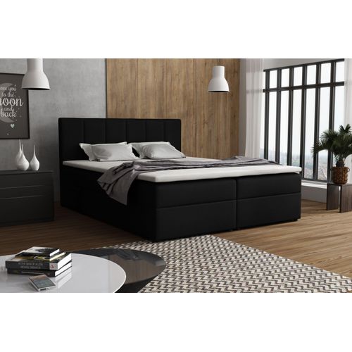 VENASI LISA Boxspringbett 140x200 mit Bettkästen H2/H3 Matratze SCHWARZ