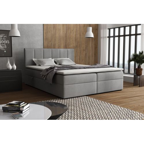 VENASI LISA Boxspringbett 140x200 mit Bettkästen H2/H3 Matratze GRAU