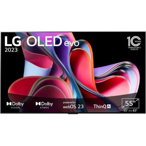 LG OLED-Fernseher, F (A-G), schwarz, 55, Fernseher, OLED evo, α9 Gen6 4K AI-Prozessor, Brightness Booster Max