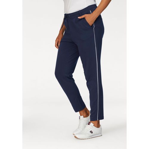 Jogger Pants KANGAROOS, Damen, Gr. 36 (S), N-Gr, blau (marine), Sweatware, Obermaterial: 95% Baumwolle, 5% Elasthan, unifarben, kontrastfarbene Details, casual, bequem knöchellang, Hosen, mit seitlichem Kontraststreifen