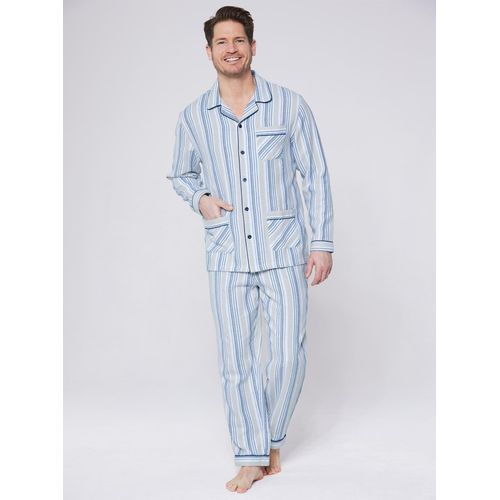 Schlafanzug KINGS CLUB, Herren, Gr. 48/50, blau (blau, gestreift), 100% Baumwolle, Homewear-Sets