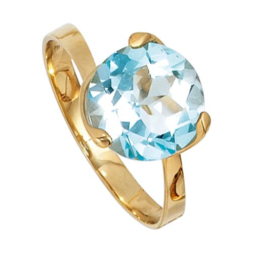 Goldring JOBO Gr. 50, gelb (gelbgold 585), Fingerringe, Damen, 50, Gelbgold 585, 585 Gold mit Blautopas