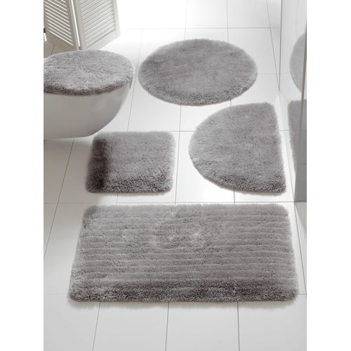 Badematte HEINE HOME Gr. 7, grau (hellgrau), rund (Ø 75cm),, Badematten