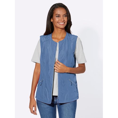 Kurzweste CASUAL LOOKS, Damen, Gr. 46, blau (mittelblau), 100% Polyester, unifarben, Westen