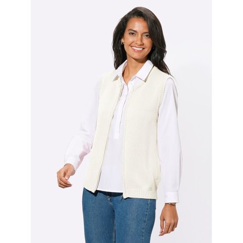 Strickweste CASUAL LOOKS, Damen, Gr. 40, weiß (wollweiß), 50% Baumwolle, 50% Polyacryl, unifarben, meliert, Westen