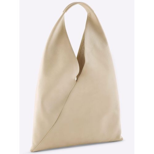 Beuteltasche HEINE, Damen, Gr. B/H: 30cm x 25,5cm, beige (sand), Leder, unifarben, Taschen