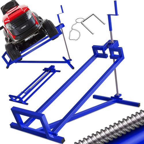 MASKO® XXL Rasentraktorheber 450 kg Hebevorrichtung Hebebühne Aufsitzmäher – Rasentraktor Heber, 45° verstellbar, universal Reinigungshilfe mit Zubehör & Adapter (je nach Wahl)