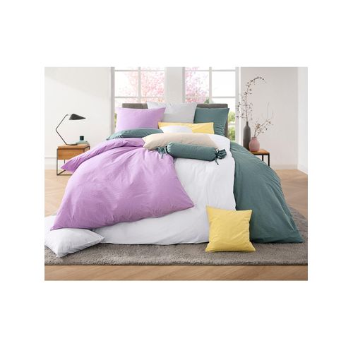 Bettwäsche JANINE Gr. 3, lila (flieder), B/L: 155cm x 220cm, 2-teilige Garnitur St., 2-teilige Garnitur St., Seersucker, B/L: 80cm x 80cm, Seersucker, 100% Baumwolle, Bettwäsche