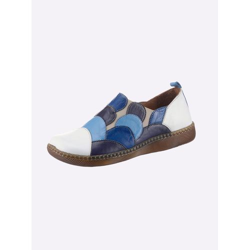 Slipper GEMINI, Damen, Gr. 42, blau (weiß, jeansblau), Glattleder, sportlich, Schuhe