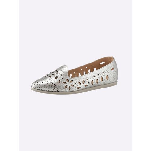 Ballerina ANDREA CONTI, Damen, Gr. 36, silber (silberfarben), Leder, Glattleder, Rindsleder, modisch, Schuhe