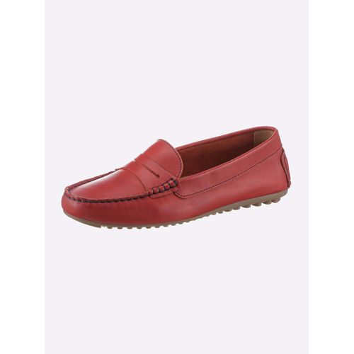 Mokassin HEINE, Damen, Gr. 37, rot, Leder, Glattleder, Glattleder, modisch, Schuhe