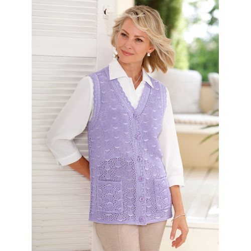 Strickweste CLASSIC BASICS, Damen, Gr. 52, lila (lavendel, meliert), 100% Polyacryl, meliert, Westen