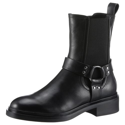 Bikerboots TAMARIS, Damen, Gr. 37, schwarz, Leder, Lederimitat, Elastischer Einsatz, unifarben, modisch, Schuhe, Blockabsatz, Chelseaboots, Stiefelette mit Zierriegel und NIeten