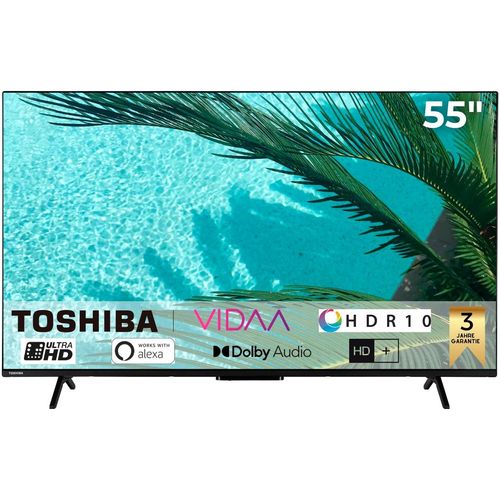 TOSHIBA LED-Fernseher, E (A-G), schwarz, 55, Fernseher