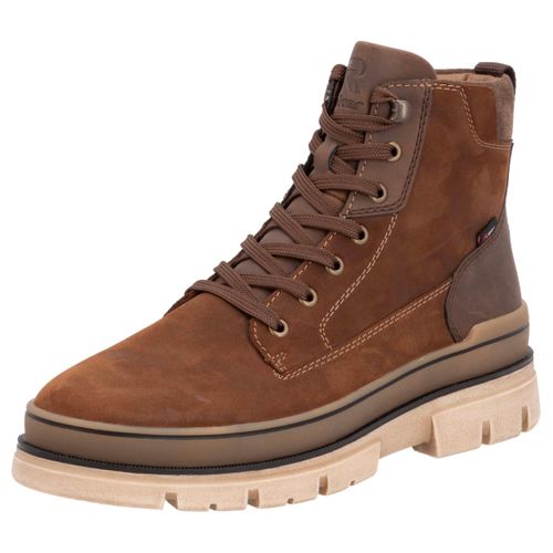 Winterstiefelette RIEKER EVOLUTION, Herren, Gr. 44, braun (dunkelbraun), Leder, Lederimitat, sportlich, Schuhe, Plateaustiefel, Schnürstiefel mit wasserabweisender TEX-Membran