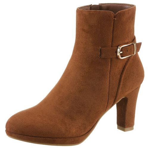 Stiefelette ANISTON SHOES, Damen, Gr. 41, braun (cognacfarben), Textil, Veloursleder, elegant, Schuhe, Reißverschluss-Stiefelette, Trichterabsatz - NEUE KOLLEKTION