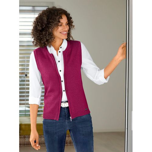 Strickweste CASUAL LOOKS, Damen, Gr. 52, pink (fuchsia), 50% Baumwolle, 50% Polyacryl, unifarben, meliert, Westen