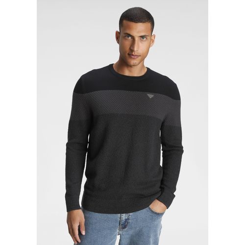 Strickpullover BRUNO BANANI, Herren, Gr. XXL (60/62), schwarz (schwarz melier), Obermaterial: 50% Baumwolle, 50% Polyacryl, meliert, casual, Basic schmal, Rundhals, Langarm Bündchen, Pullover, im modischem Look