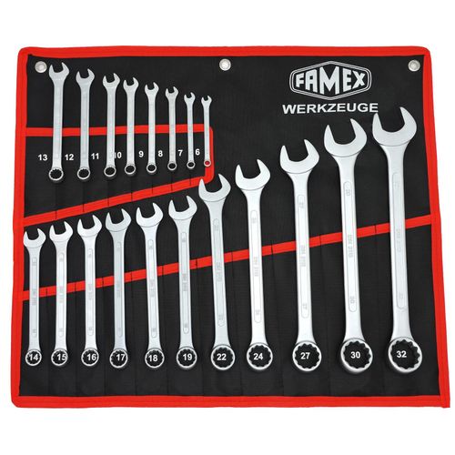 FAMEX 10349-19 Ringmaulschlüssel in Rolltasche 19-tlg.