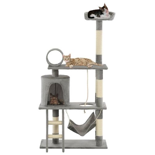 Prolenta Premium Katzenbaum mit Sisal-Kratzsäulen 140 cm Grau