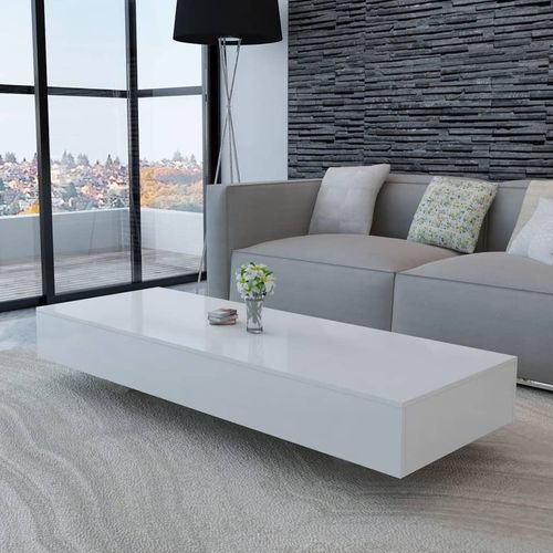 Couch-Tisch MDF Hochglanz schwarz weiß oder grau bis zu 115 x 55 x 31 cm, Maße:115 x 55 x 31 cm, Holz Optik Farben:Weiß Hochglanz