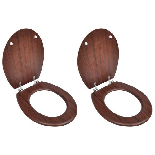 Prolenta Premium Toilettensitze mit Deckel 2 Stk. MDF Braun