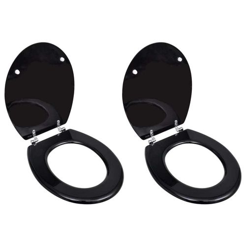Prolenta Premium - Toilettensitze mit Deckel 2 Stk. MDF Schwarz