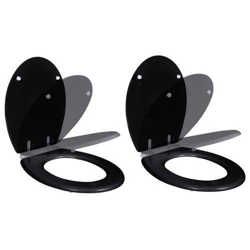 Prolenta Premium Toilettensitze 2 Stk. mit Absenkautomatik MDF Schwarz
