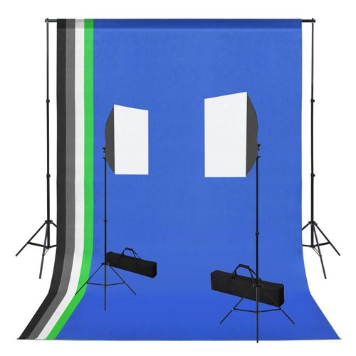 Prolenta Premium - Fotostudio-Set mit Softboxen und Hintergrundsystem