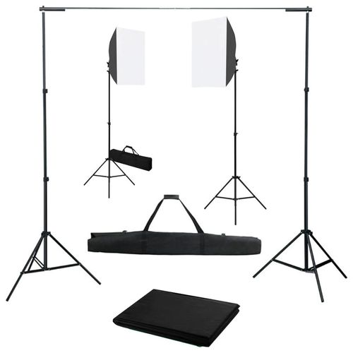 Prolenta Premium - Fotostudio-Set mit Softboxen und Hintergrundsystem