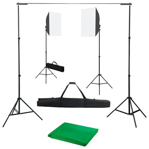 Prolenta Premium - Fotostudio-Set mit Softboxen und Hintergrundsystem