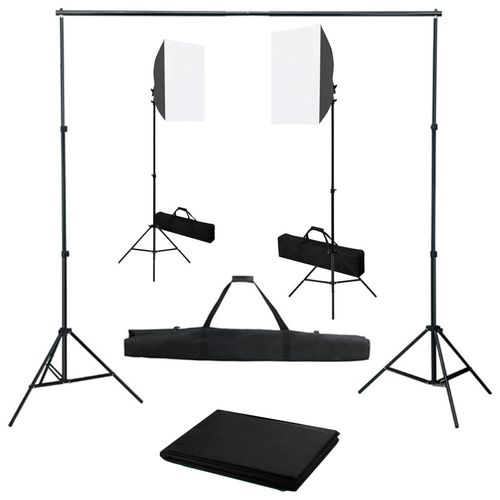 Prolenta Premium - Fotostudio-Set mit Softboxen und Hintergrundsystem