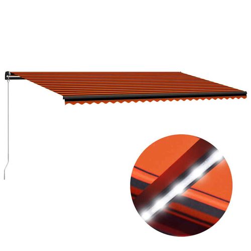 Markise Manuell Einziehbar mit LED 600x300 cm Orange & Braun 3055237